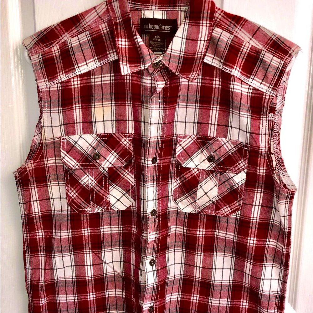 NO BOUNDARIES Mens sleeveless button up shirt